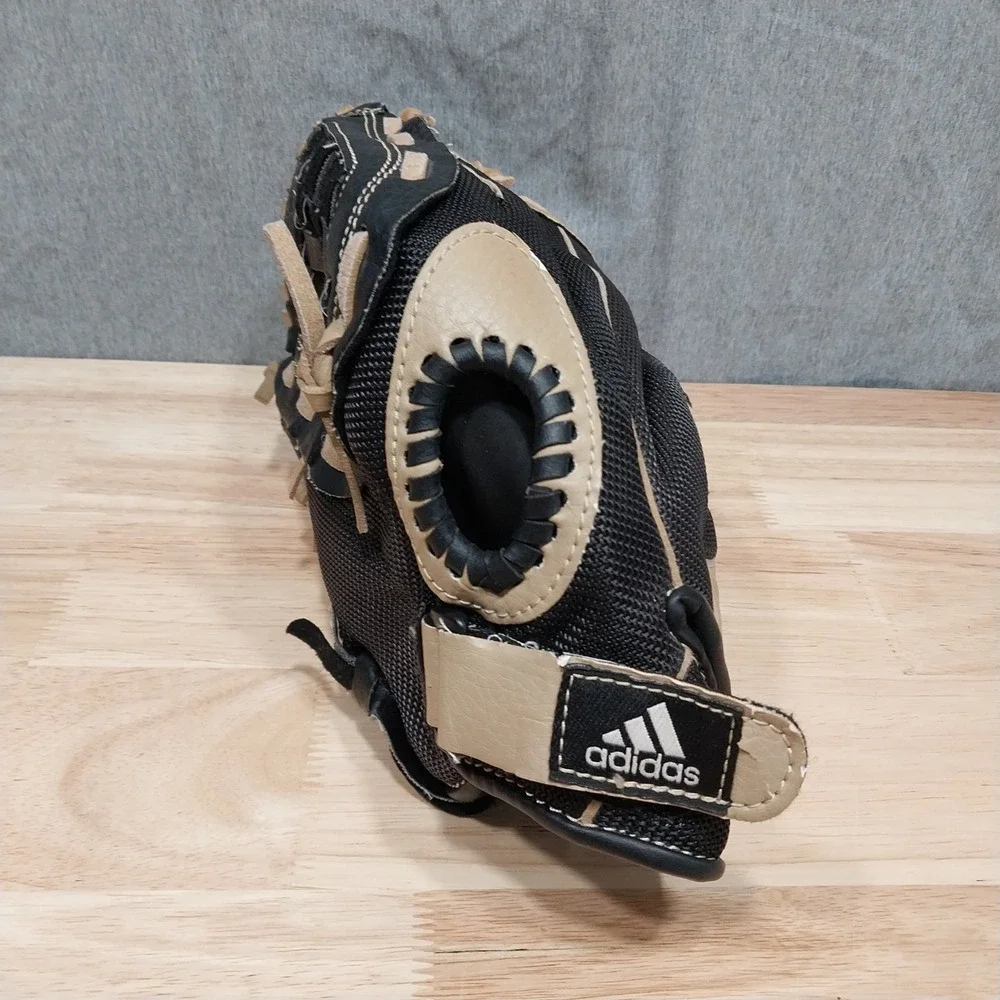 Adidas Youth Baseball Glove Eazy Close Synthetic Leather 11.5 Inch Black Tan